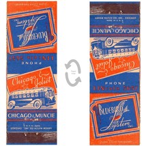 Vintage Matchbook Cover Bluebird System bus c0 Chicago IL Route 66 Muncie 1940s - £11.81 GBP