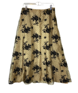 Coldwater Creek Full-Length Sheer Floral Flare Skirt Women’s Size 14P Go... - $64.95 CAD