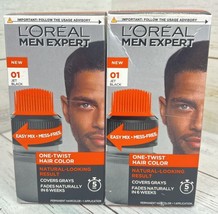 L&#39;Oreal Paris Men Expert One-Twist Haircolor Permanent Jet Black 01 (2 boxes) - £9.74 GBP