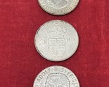 Set of 3 1955 &amp; 1954 Sweden Silver Coin 5 Kroner - Gustaf VI Adolf  - $34.64