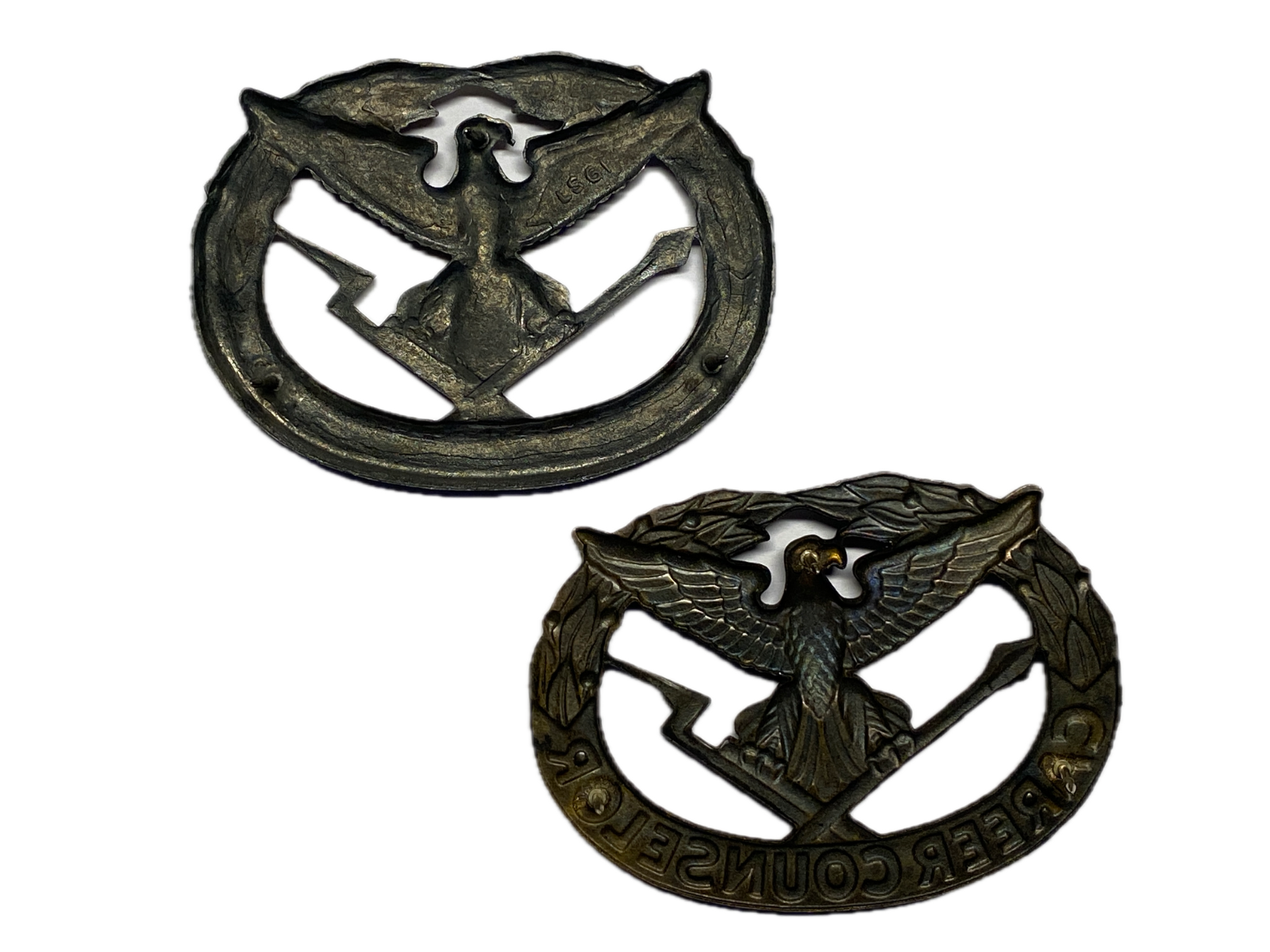 U.S. ARMY, CAREER COUNSELOR, BREAST BADGES, SILVER TONE AND SUBDUED, HALLMARKED Item image 2