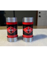 Coca Cola Retro Salt &amp; Pepper shaker set chrome diamond logo Red &amp; Black... - $13.48 CAD