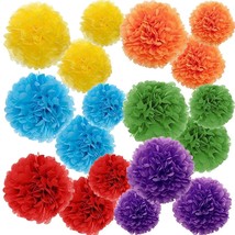 Paper Pom Poms Color Tissue Flowers Birthday Celebration Wedding Party Halloween - £23.78 GBP