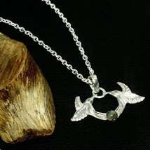 Solid 925 Sterling Silver Labrador Natural Gemstone Birds Fly Necklace Jewelry - £3.54 GBP