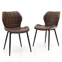 Dining Chairs Set of 2 with Padded Back Metal Legs and Adjustable Foot P... - $250.69 CAD