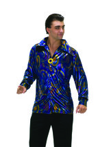 Forum Novelties Men&#39;s 70&#39;s Disco Dynamite Dude Costume Shirt, Purple/Gold/Blue,  - £64.39 GBP
