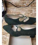 SUEDE MID HEEL SHOES BY CARRIAGE COURT- SPRUCE GREEN - SIZE 9B - SLIGHTL... - £18.97 GBP
