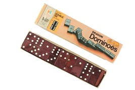 Vintage 1970 Double Six Dragon Dominoes 28 Wood Pieces Set No 4130 - £8.88 GBP