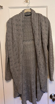 Cabi Open Front Cardigan Sweater Chunky Knit GREY Crocheted Medium - £19.77 GBP