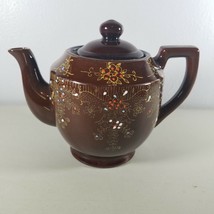 Teapot Moriage Japan Brown With Flowers - $17.97