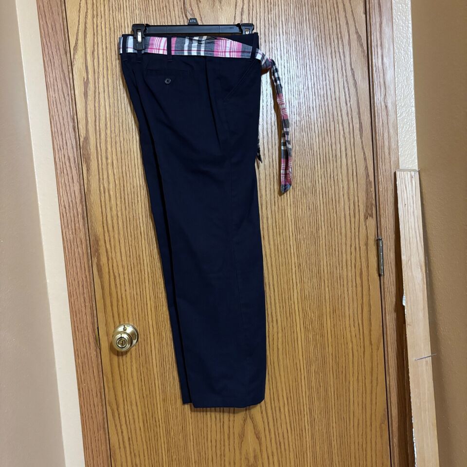 VTG landsend ladies chino trouser style pants deep navy sz. 4P - $30.00