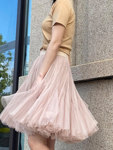 Blush Pink A-line Midi Tulle Skirt Holiday Outfit Lady Plus Size Ballerina Skirt image 3