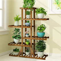 Large 6 Tier Wooden Plant Stand Holder Flower Pot Rack For Indoor Outdoor Window - £56.85 GBP