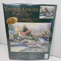 New Candamar Designs Thomas Kinkade Cross Stitch 50964 Lamplight Village Vintage - £12.36 GBP