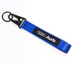 BRAND New JDM AUDI Blue Racing Keychain Metal key Ring Hook Strap Lanyar... - $10.00