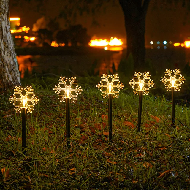 5pcs christmas solar lights outdoor Snowflakes  Tree LED scape Santa Claus Light - £95.69 GBP