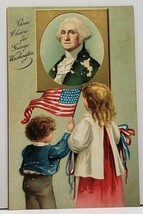 Patriotic Three Cheers for George Washington Embossed Postcard G5 - £6.40 GBP
