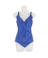 Jantzen Women&#39;s 6 One-Piece Cobalt Blue Swimsuit Front Ruffles Adjustabl... - $26.46 CAD