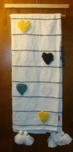New Rachel Roy 50 x 60&quot; Woven Throw Blanket Tassels Multi-Color Raised Hearts - £59.34 GBP