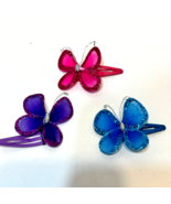 Butterfly Hair Clips Barrettes 2 x 1.5 inch Girls Youth Pink Blue Purple... - £9.95 GBP