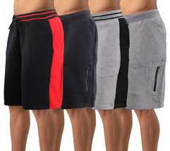 Men&#39;s Fleece Drawstring Elastic Waist Two Tone Sport Fitness Gym Sweat S... - $26.10 CAD
