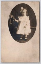 RPPC Edwardian Little Girl White Bow And Teddy Bear Toledo Ohio Postcard... - $8.95