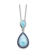 Sterling Silver Blue CZ &amp; Larimar Necklace - €155,30 EUR