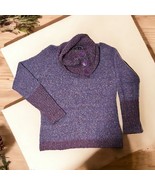One A Purple Tweed Color Block Cowl Neck Pullover Sweater Womens Size L - $42.46 CAD