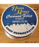 Vintage Noon Hour Creamed Fillet Of Herring  8 Oz  Barrel Textured Glass... - $11.69