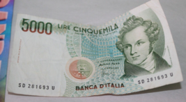 Vintage 5000 Banca D'Italia Lire Cinqemila Foreign Money Banknote 1985 5D281693U - £7.73 GBP