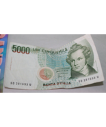 Vintage 5000 Banca D&#39;Italia Lire Cinqemila Foreign Money Banknote 1985 5... - £7.76 GBP