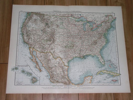 1903 Antique Map Of United States Showing First Nation Indian Reserves / Hawaii - £21.96 GBP