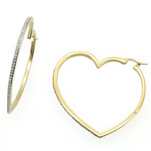 Thin Heart Shaped Crystal Hoop Gold Plated Women&#39;s Fashion Jewelry Earrings - £83.03 GBP