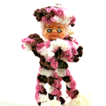Vintage Mauve Granny Blow Mold Doll Door Hanger Christmas Creepy XMas Crochet - £7.88 GBP