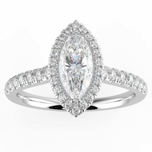 1ct Natural Diamond G-H Color SI Clarity Perfect Design Marquise Shape Halo Ring - £2,449.82 GBP