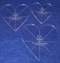 Heart Template 3 Piece Set. 4,5,6 Inches - Clear 1/4&quot; Thick w/ guidelines - £26.01 GBP