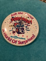 Vintage Disney - Ask Me About -  A World of Surprise 20 Year WDW PinBack... - £6.96 GBP