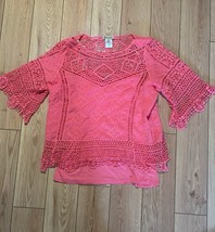 Democracy Coral Crochet Blouse - Large - £9.91 GBP