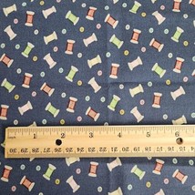 Cotton Quilt Fabric Remnant 18&quot;x21&quot; Sewing Notions Thread Spools and Buttons - £3.11 GBP