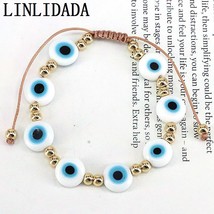 6Pcs Turkish Eye Bracelets For Women Gifts Adjustable Lucky Weave Cord Bracelet  - £31.87 GBP