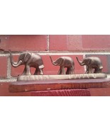 Vintage Brass Elephants on Wood Base Used Good Condition Unpolished - €8,56 EUR