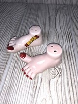 Vintage Bare Foot Red Nails Salt &amp; Pepper Shaker Feet Toes Baton Rouge, LA - £9.69 GBP