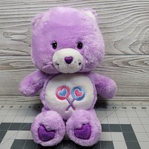 Care Bears Share Bear Purple Lollipops Plush Stuffed Animal 2002 Vintage 13 inch - £15.97 GBP