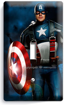 Captain America Superhero Star Shield Single Light Switch Wall Plate Cover Decor - £8.00 GBP