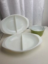 Pyrex 3-Pc. 2 Divided Dishes 1½-Qt (1063) &amp; 1-Qt Avocado Casserole (473) - $1,475.46 MXN