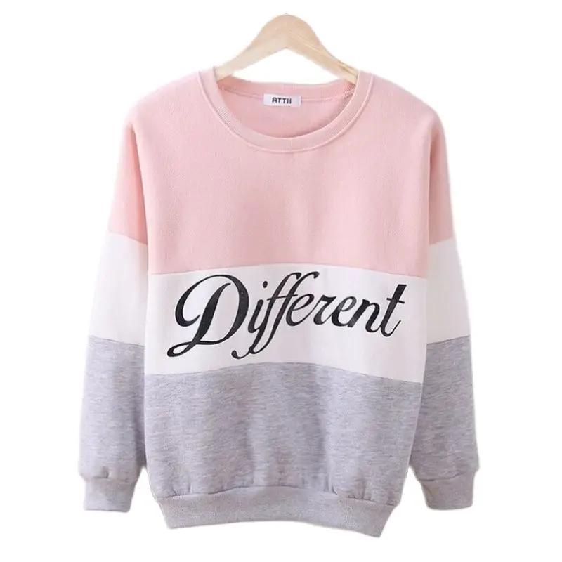 Sporting Women&#39;s Y2k Casual Hoodies Autumn Winter New Tricolor Colorblock Letter - £23.81 GBP