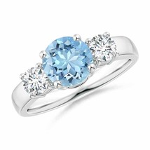 Authenticity Guarantee 
ANGARA 7mm Natural Aquamarine and Diamond Three Stone... - £1,002.34 GBP+