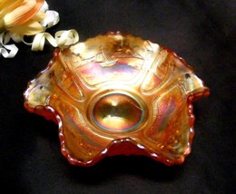 3495 Antique Fenton Marigold Carnival 6&quot; Bon Bon Dish  - £39.11 GBP