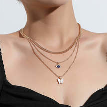 White Acrylic &amp; 18K Gold-Plated Butterfly &amp; Eye Layered Pendant Necklace - £11.00 GBP