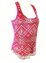 Eyelash Couture women&#39;s Small sleeveless Pink SEQUINED FRONT stretch top (E)pm - £5.98 GBP